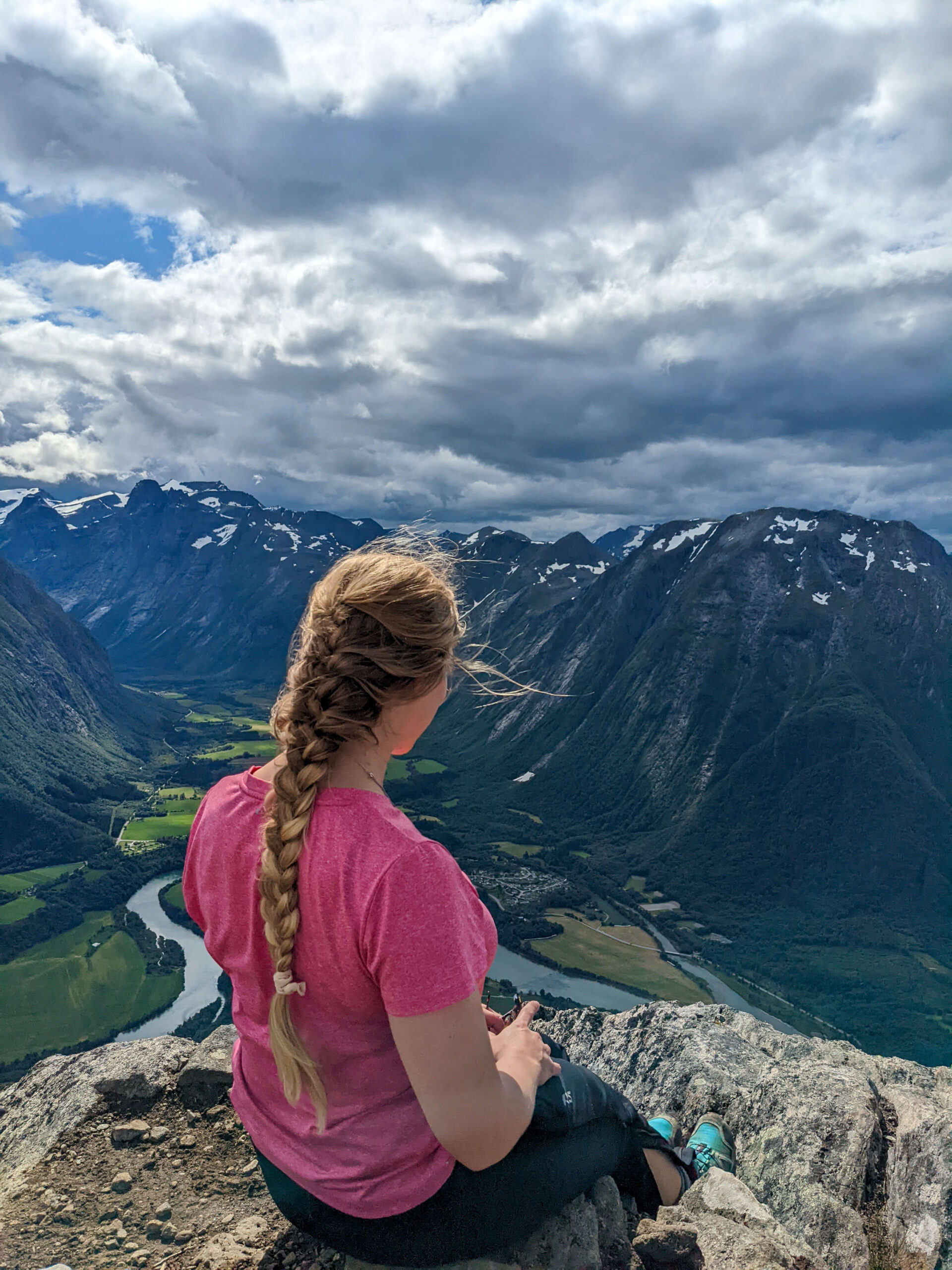 View from Nesaksla Mountain Andalsnes Norway in August
